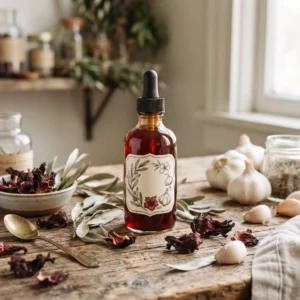 Olive Leaf-Hibiscus Heart Oxymel