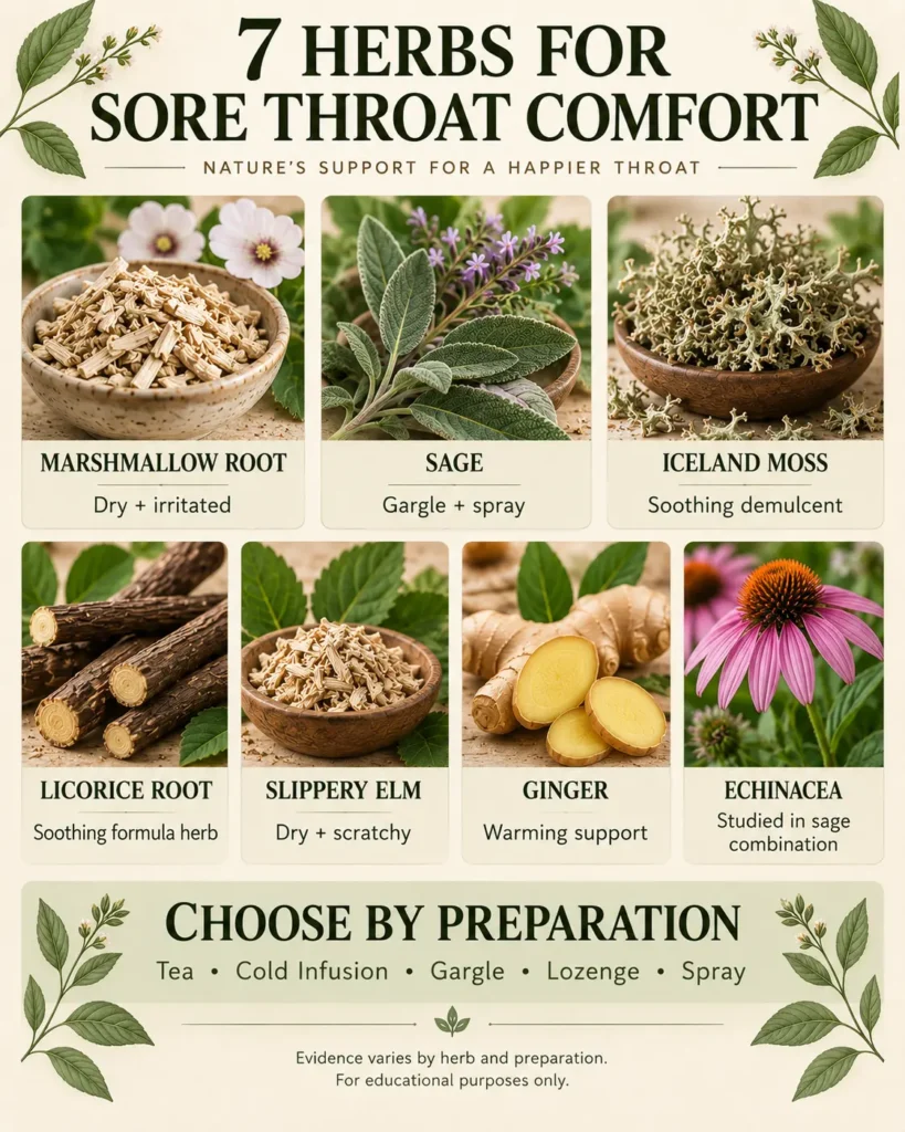 7 herbs for sore throat