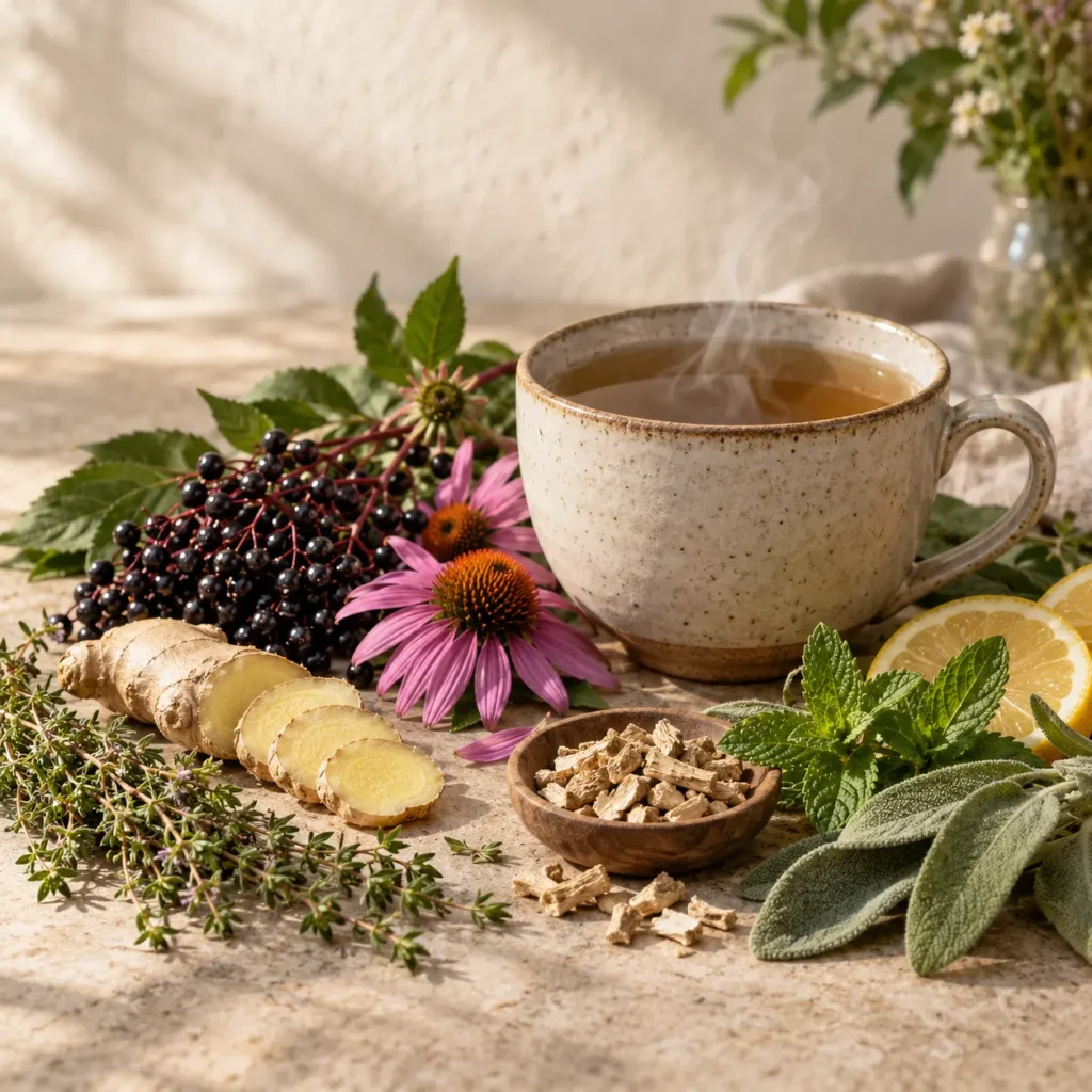 Herbal tea for cold and flu.